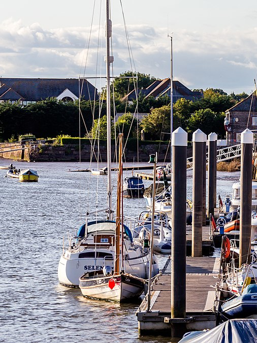 Topsham, Devon. Sailing boats mooring in the River Exe
